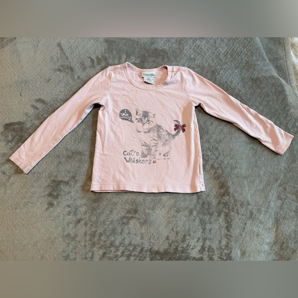Naartjie Toddler Kids Long Sleeve Cat Shirt, Size XS / 3T